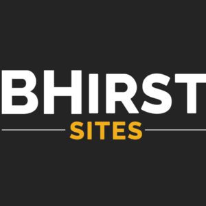 A Bhirst sites logo with a black background