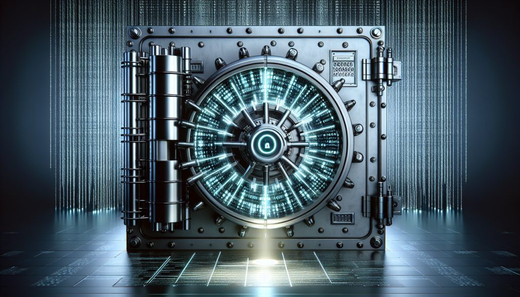 Illustration of a secure vault with digital lock representing the power of password managers