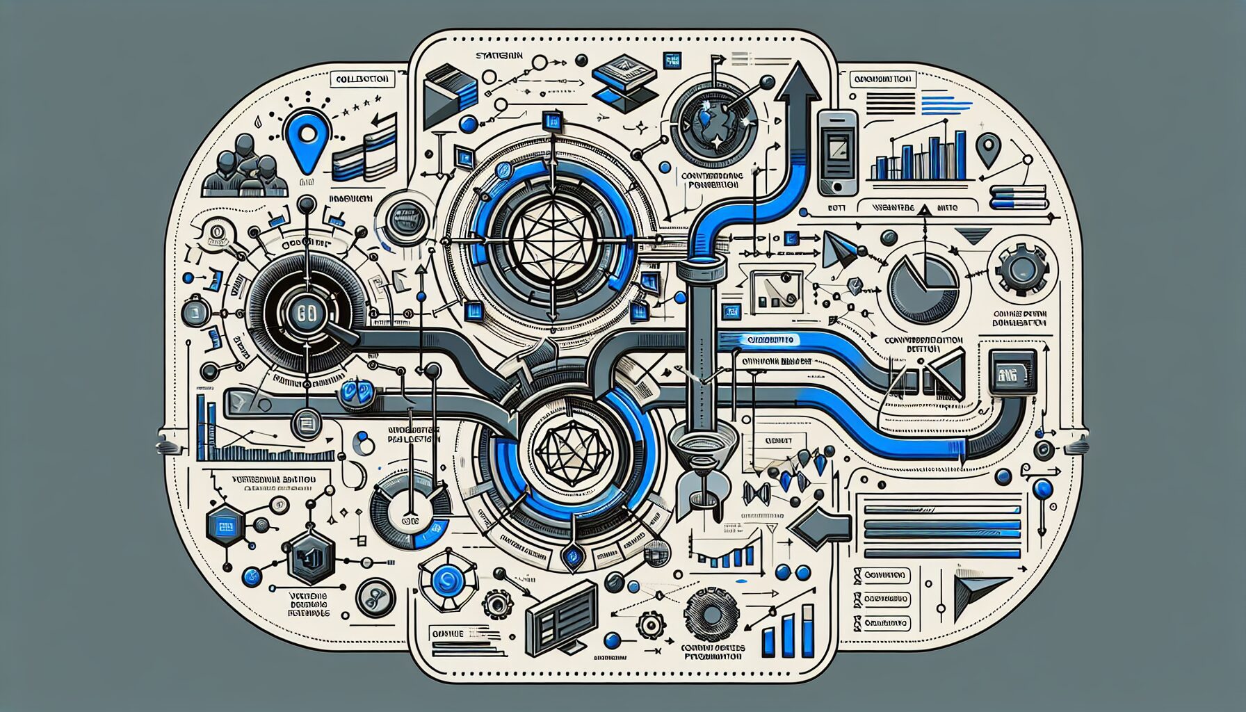 A diagram explaining how to leverage analytics for landing page optimization.